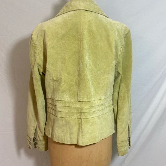 Light green 100% Leather/suede Long Sleeve Jacket. Size L. - Picture 3 of 15